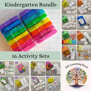 Kindergarten Activity Bundle- 16 task box learning activities plus a carrying case