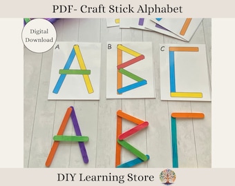 Craft Stick Alphabet & Number Cards – Montessori Learning (PDF)