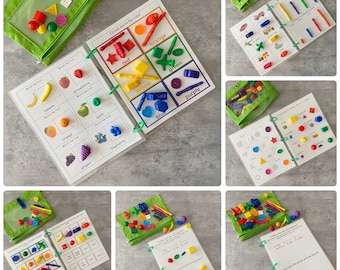 Rainbow Counters Preschool Activity Set- Montessori learning toy- homeschool- busy book- busy binder- learning binder- special needs binder