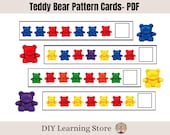 Teddy Bear Pattern Cards- Homeschool- Preschool- Special Needs- Early Math Skill- Teacher Resources-PreK Math Activity- Color Printable- PDF