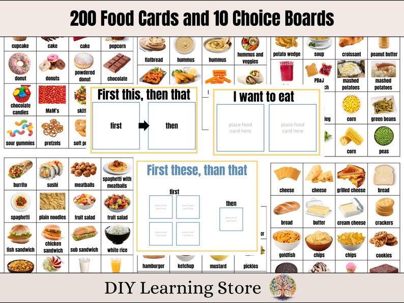 200 Food Cards and 10 Choices Boards- REAL PICTURES- Food Visual Aid ...