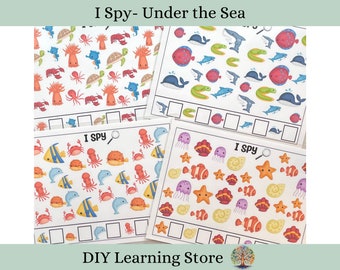 I spy games- Under the Sea theme-Preschool- Kindergarten- Special Education Activity Pages- quiet time- busy book -printable worksheets