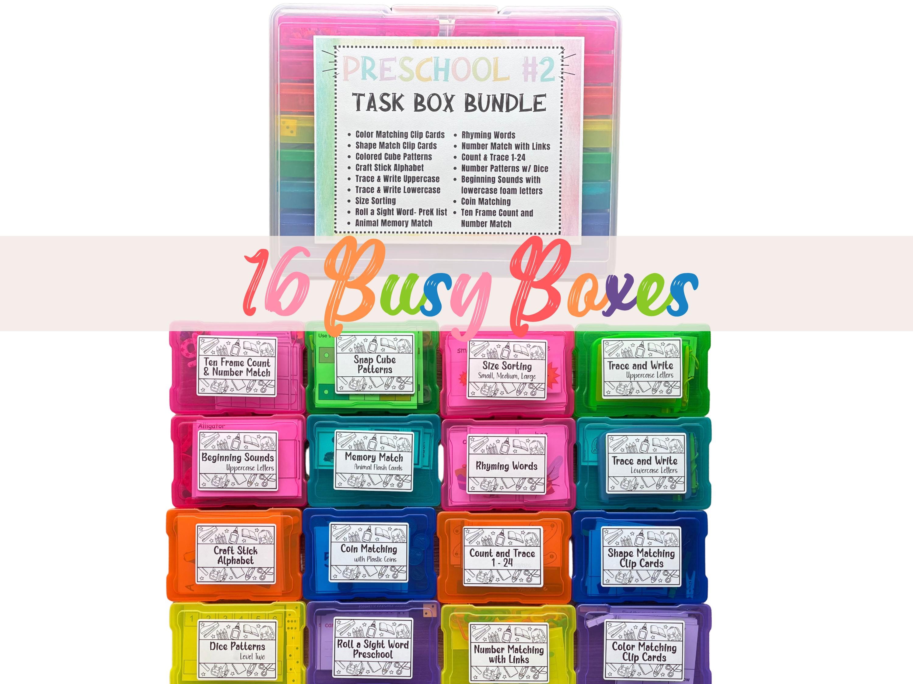 16 learning activities - Preschool Task Box Bundle #2- Ready to Use, No Prep Needed, Independent Play, Learning Resource, Stress Free