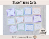 Shape Tracing Cards- Montessori inspired Learning Activity for Toddlers, Preschool, Homeschool- Hands on activity, fine motor skills