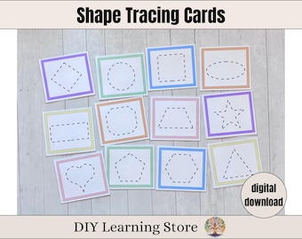 Shape Tracing Cards- Montessori inspired Learning Activity for Toddlers, Preschool, Homeschool- Hands on activity, fine motor skills