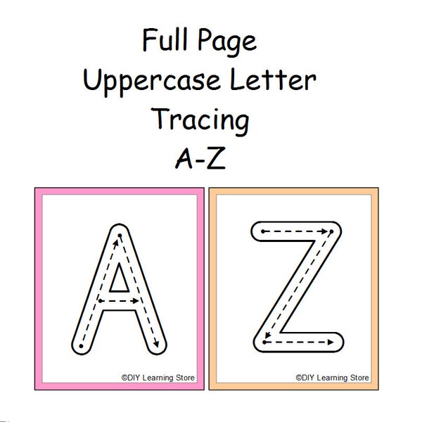 PDF- Full Page Tracing-Uppercase Letters- Preschool / Special Education Activity Set - Instant Download