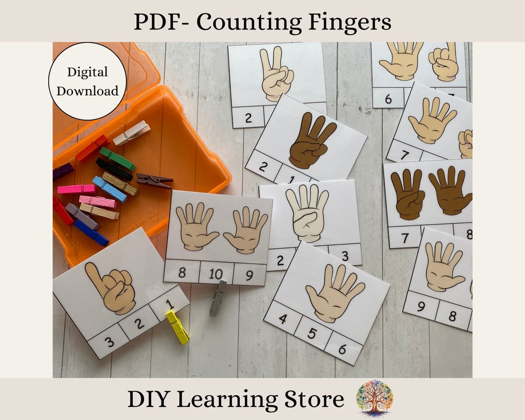 PDF Finger Counting 1-10 Clothespin Activity Cards Instant Download ...
