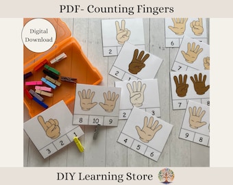 PDF- Finger Counting 1-10- clothespin activity cards- Instant Download- Montessori Learning Toy for Preschool, Homeschool, Special Needs