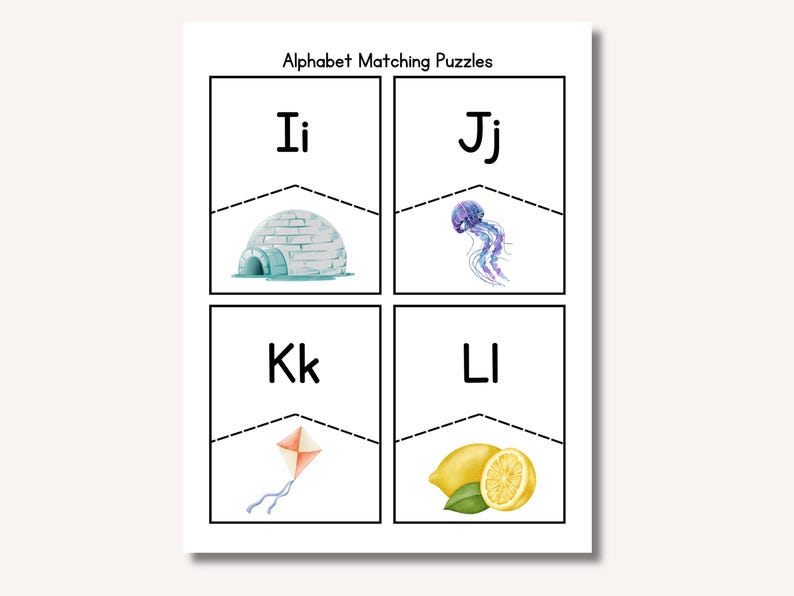 Alphabet Puzzles Activity Cards- Letter Matching to Images- Toddler ...