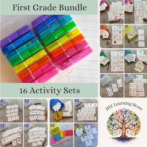 1st grade Activity Bundle- 16 task box learning activities and carrying case