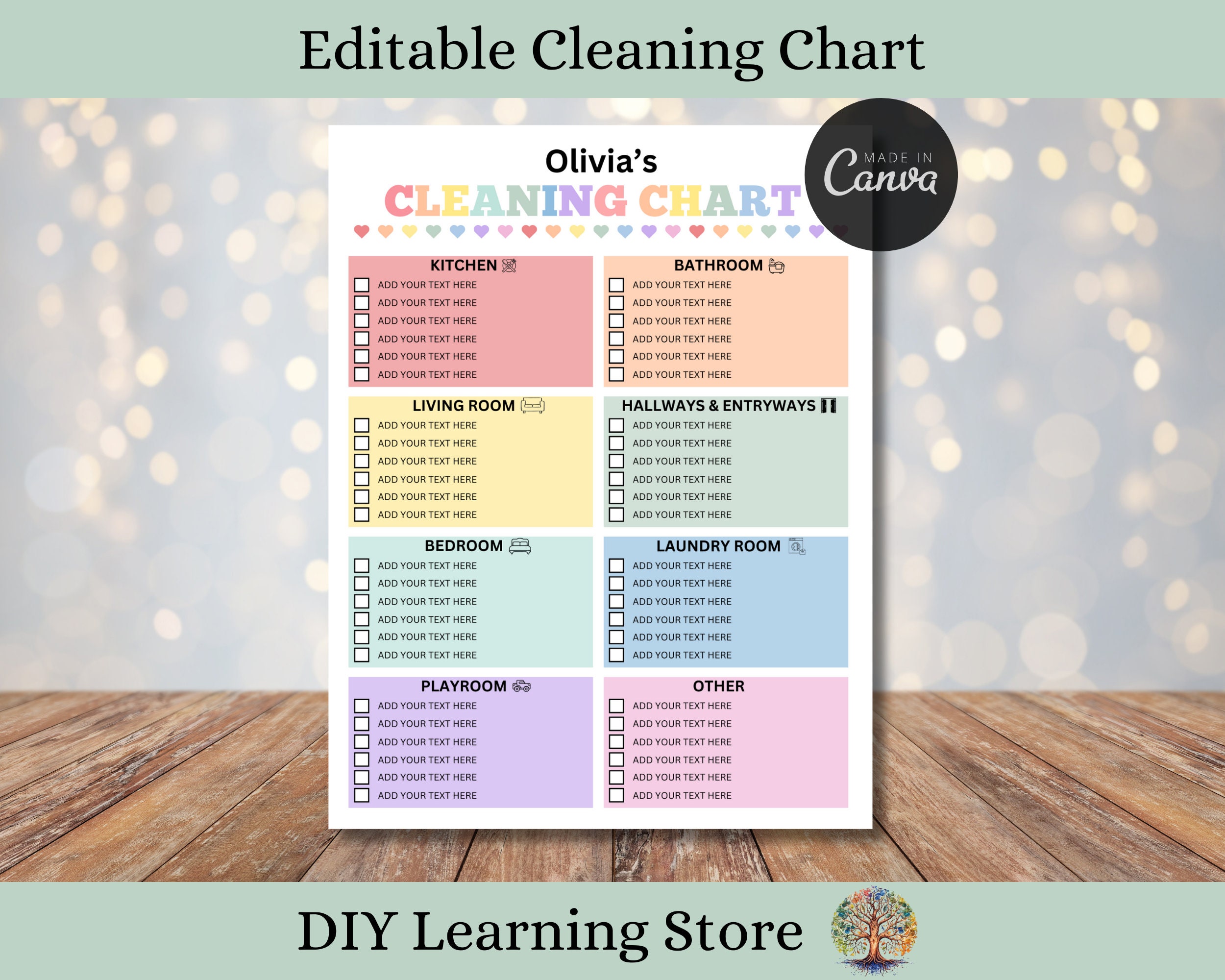 Editable Cleaning Chart | Kids Cleaning Schedule | Behavior Tracker ...