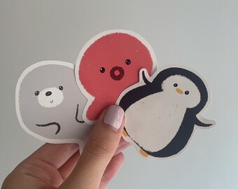 Cute sea animals pack- glossy sticker/laptop sticker/notebook sticker