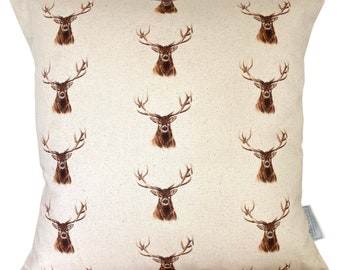 Stag Cushion, Square Stag Cushion, Linen Stag Cushion, Handmade Cushion, Christmas Present For Dad, Decorative Stag Cushion, Deer Cushion