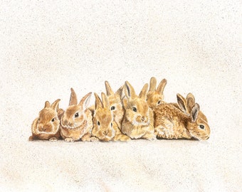 Bunny Birthday Card, Bunny Card, Cute Bunny Card, Cute Birthday Card, Cute Rabbits, Rabbit Birthday Card, Rabbit Painting, Card With Rabbits