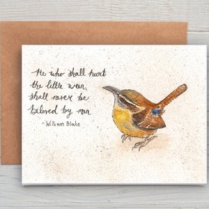 Jenny Wren Card, Wren Card, Wren Notecard, Wren Greetings Card, Blank Wren Card, Blank Jenny Wren Card, Inspirational Quote Card,