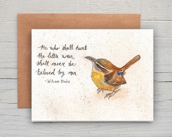 Jenny Wren Card, Wren Card, Wren Notecard, Wren Greetings Card, Blank Wren Card, Blank Jenny Wren Card, Inspirational Quote Card,