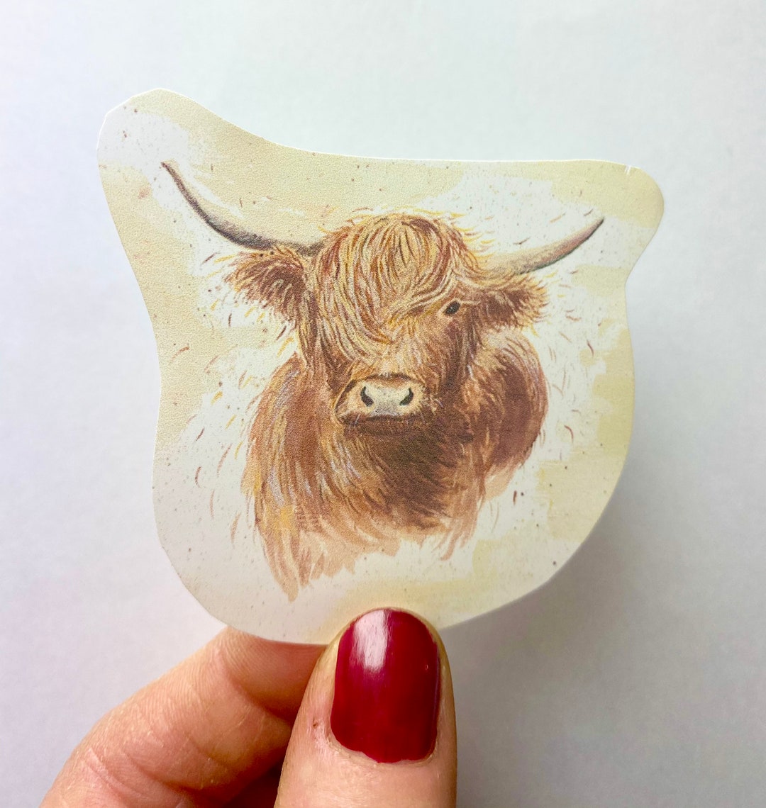 Vinyl Cow Sticker, Highland Cow Sticker, Watercolour Cow Sticker ...