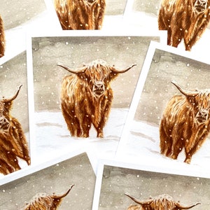 Highland Cow Christmas Card, Christmas Card, Cow Christmas Card, Watercolour Card, Festive Card, Art Christmas Card, Pack of Christmas Cards