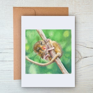 Dormouse Card, Dormouse Greetings Card, Dormouse Notecard, Dormouse Thank You Card, Mouse Card, Mouse Notecard, Blank Dormouse Card