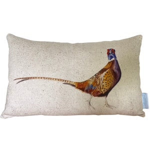 Pheasant Cushion, Rectangular Pheasant Cushion, Feather Cushion, Handmade Cushion, Country Farmhouse Cushion, Christmas Gift For Him