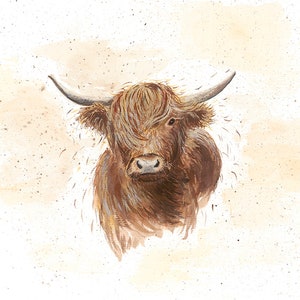 Highland Cow Watercolour Painting, Highland Cow Print, Cow Painting, Highland Cow Art, Highland Cow Giclee Print, Highland Cow, Cow Print