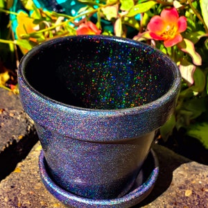3" 4" 6" 8" Plant Pot, Succulent Pot, Houseplant Pot, Holographic Pottery, Flower Pot, Houseplant Gift, Purple Pot, Planters and Pot, Glitz