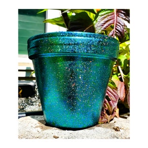 3&quot; 4&quot; 6&quot; 8&quot; 10&quot; Plant Pot, Succulent Pot, Houseplant Pot, Holographic Pottery, Flower Pot, Houseplant Gift, Teal Blue Pot, Planters and Pots