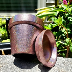 3&quot; 4&quot; 6&quot; 8&quot; 10&quot; Plant Pot, Pot with Saucer, Succulent Pot, Houseplant Pot, Holographic Pottery, Flower Pot, Houseplant Gift, Rose Gold Pot