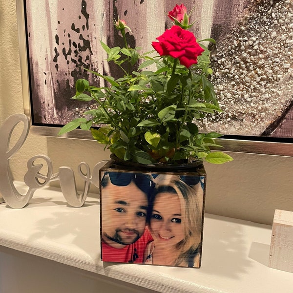 Indoor Planter, Personalized Flower Pot/Picture Flower Pot, Planter for Indoors, Planter,Flower Pot, Rustic Personalized Planter,Centerpiece