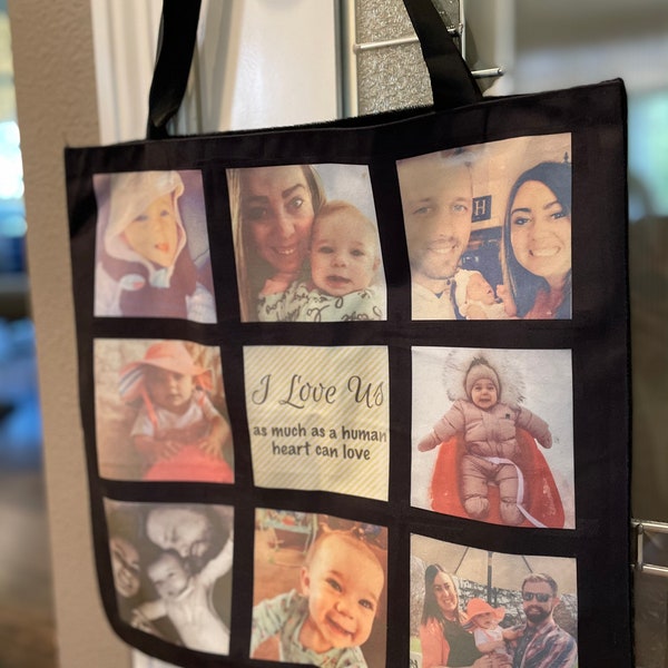 Photo Tote Bag, Custom Photo Bag, Personalized Family Photo Bag, Mom Bag, Baby Bag, Custom Bag