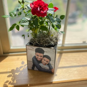 Personalized Flower Pot/Planter for Indoors, Personalized Planter,Flower Pot, Rustic Personalized Planter,Picture Flower Pot, Centerpieces