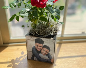 Personalized Flower Pot/Planter for Indoors, Personalized Planter,Flower Pot, Rustic Personalized Planter,Picture Flower Pot, Centerpieces