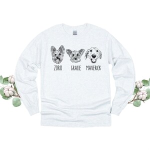 ASH GREY Custom Pet Face Long Sleeve T-Shirt