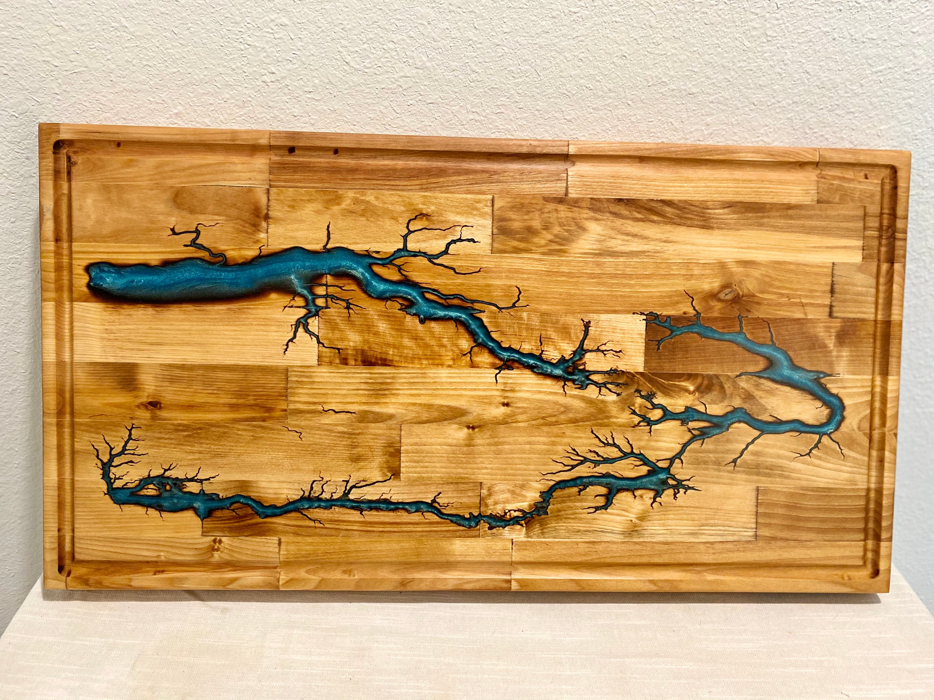 Fractal Burned Epoxy Filled Cutting Board Etsy Australia