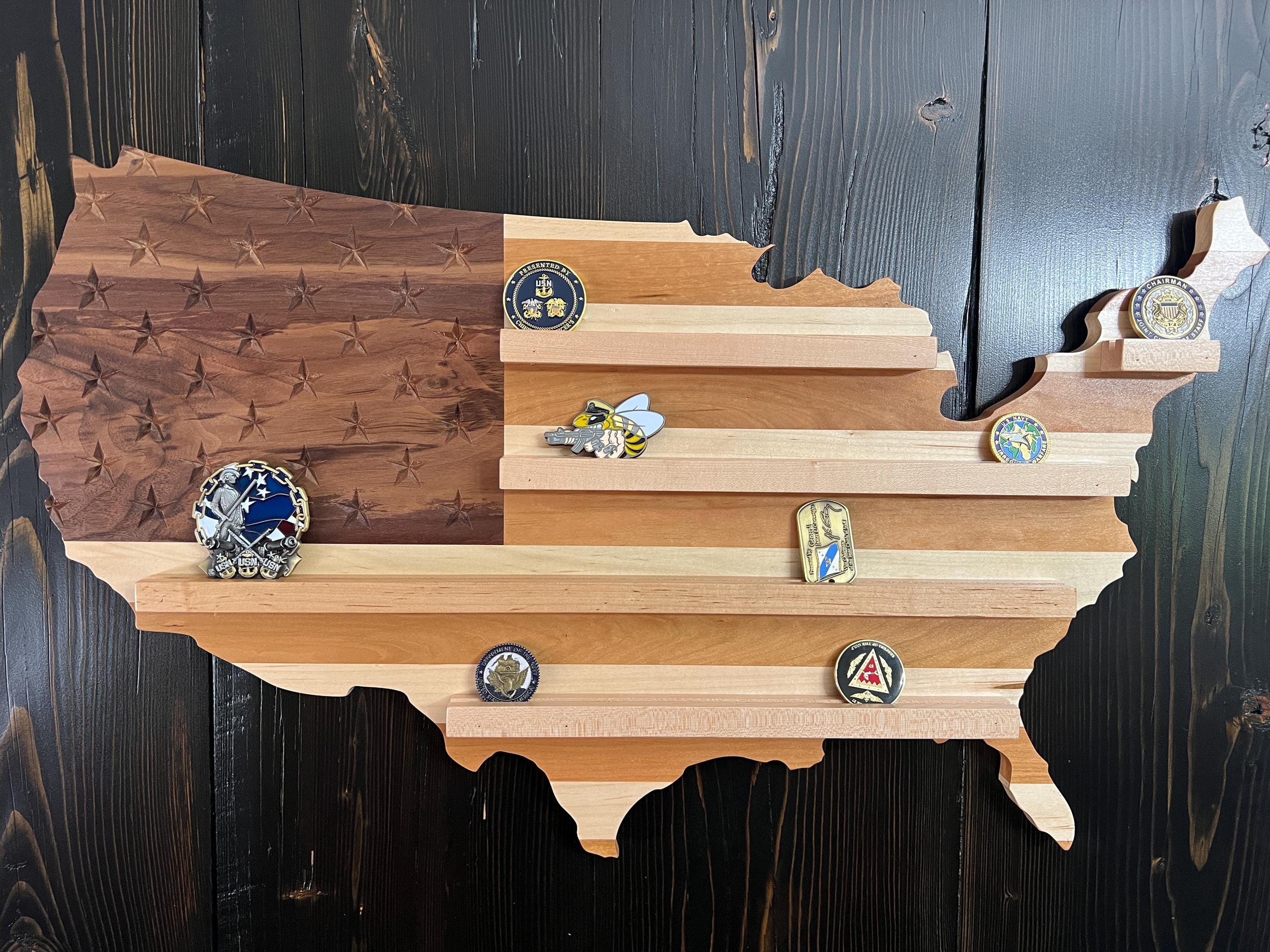 USA Cutout Challenge Coin Rack - Etsy