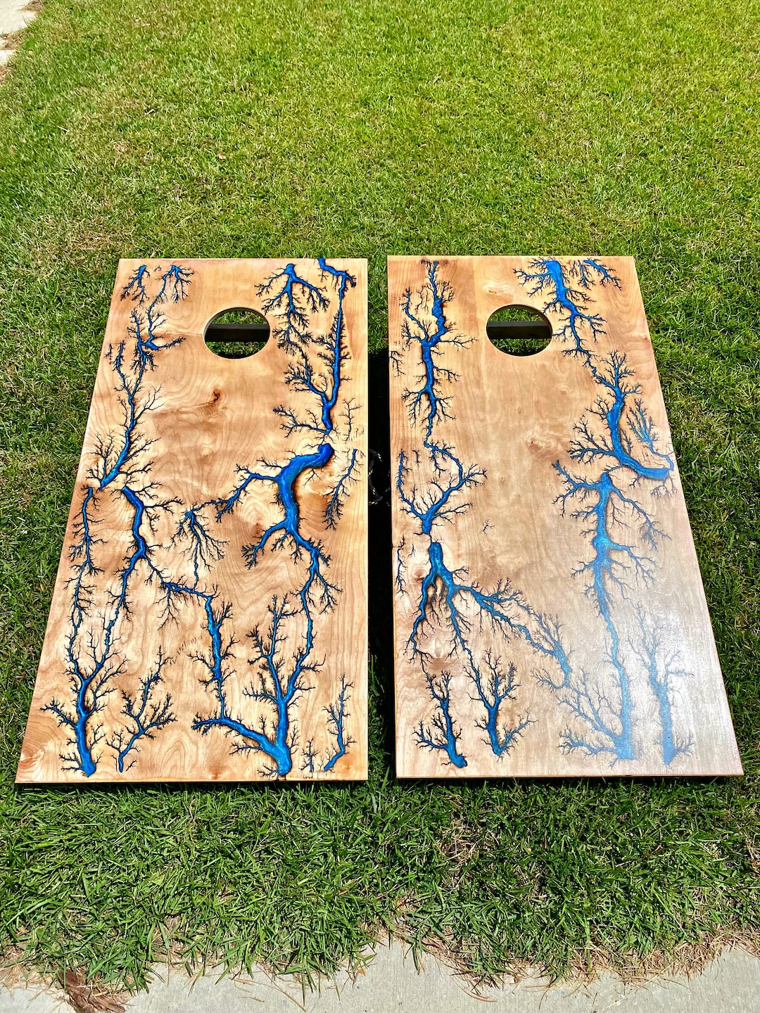 Resin Filled Fractal Burned Cornhole Boards - Etsy