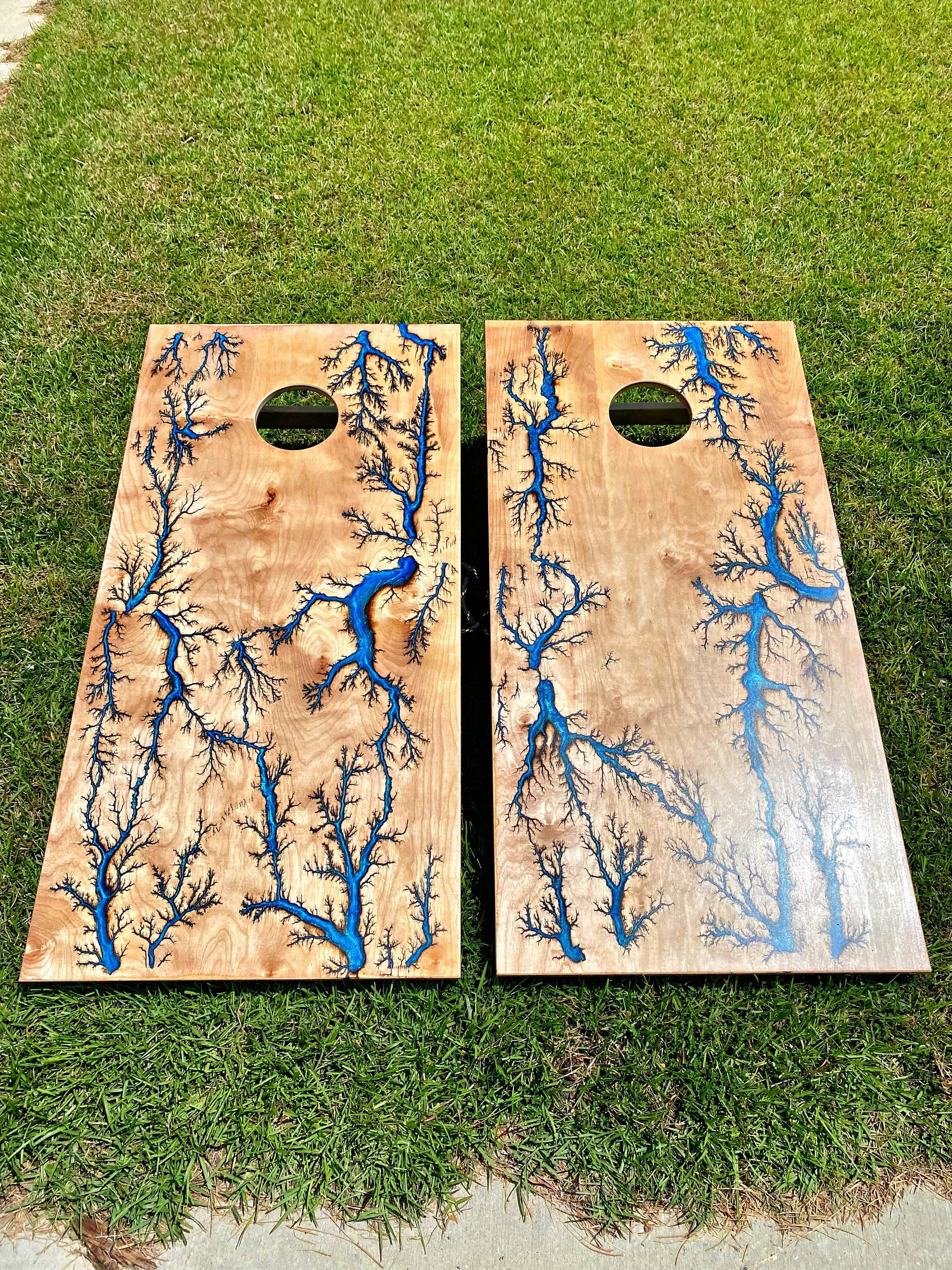 co_fe コフェ ウッドボード トレイ Resin Filled Fractal Burned Cornhole Boards - Etsy