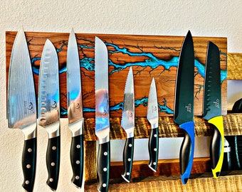 Black Walnut Wall Mounted Fractal Burned Resin Filled Mag Strips