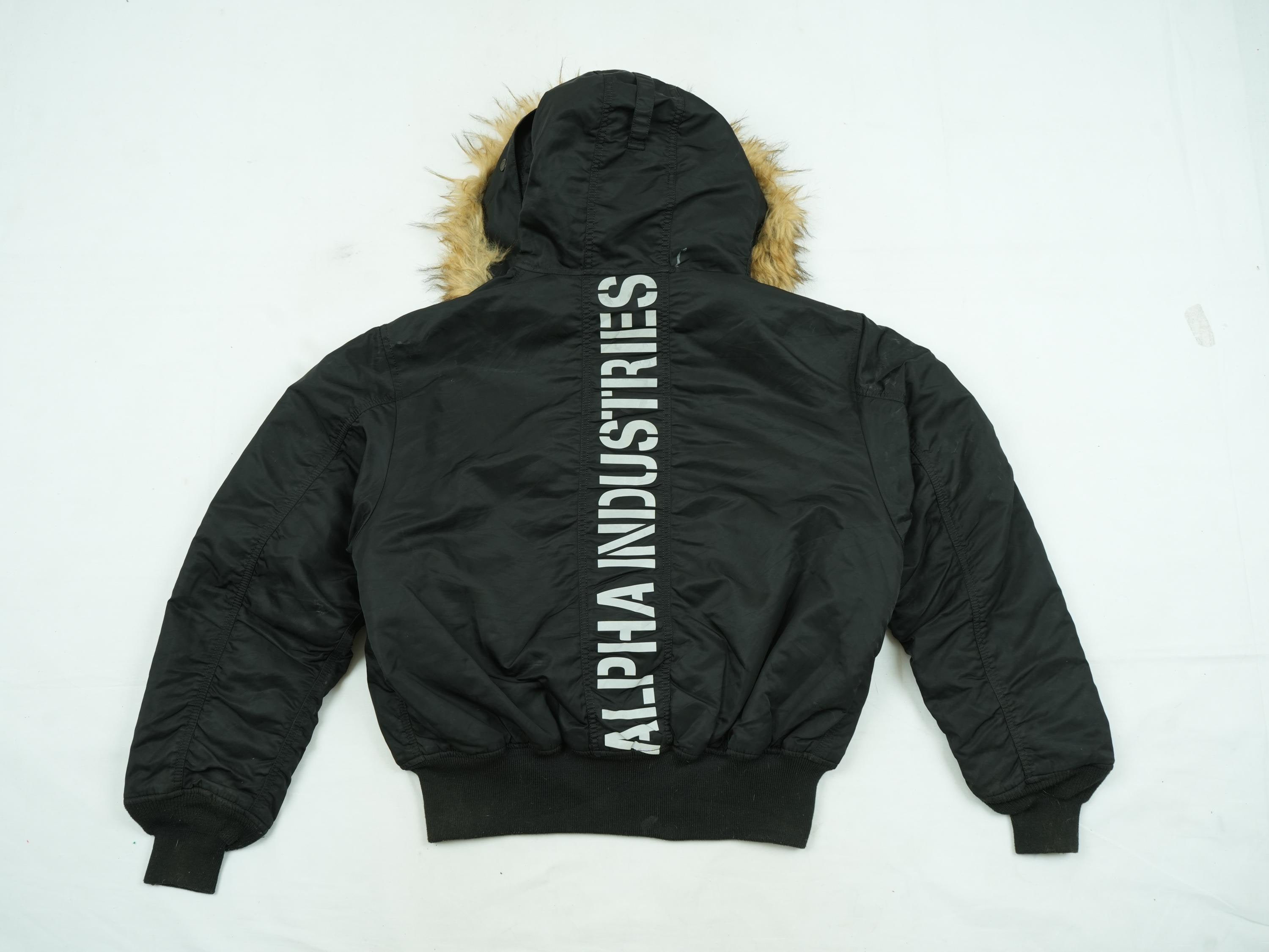 Vintage Alpha Industries Hooded Bomber Jacket | Y2K Faux-fur Trim