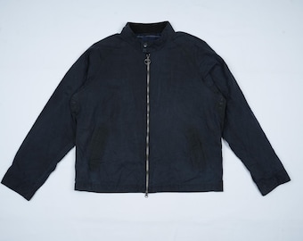Vintage Barbour Beaufort Jacket 1990s | Waxed Cotton Navy Blue