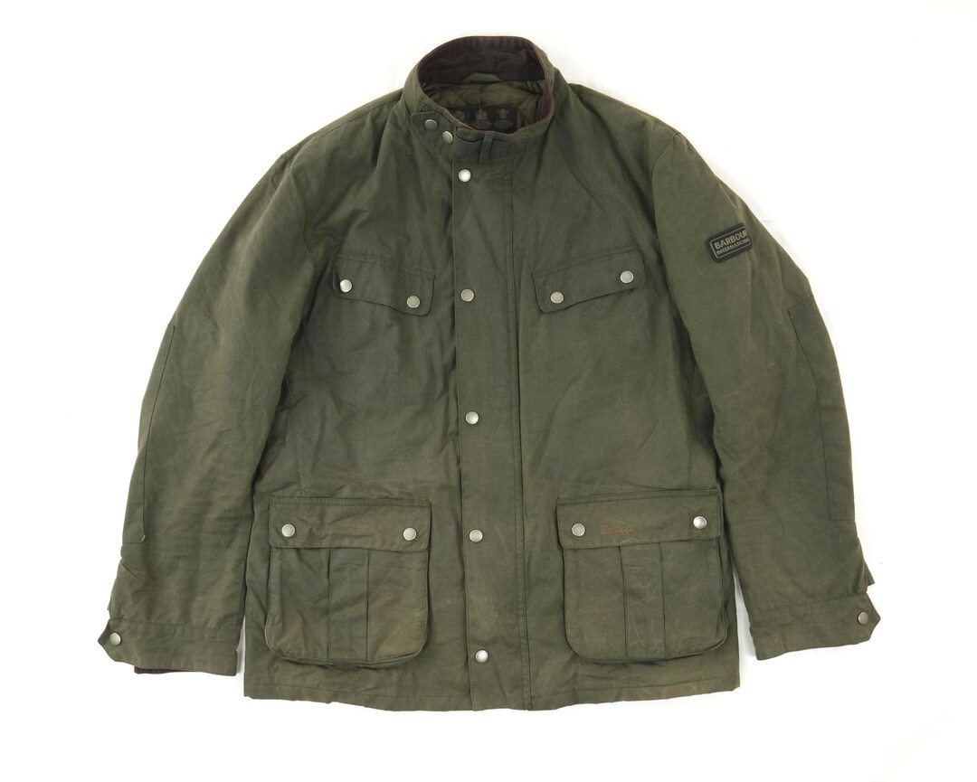 90s Vintage Barbour Waxed Motorcycle Jacket: Barbour International