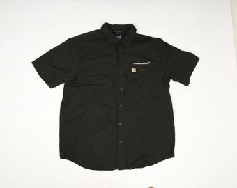 Camicia da lavoro vintage Carhartt nera, logo Lockheed Martin, stile anni '90 Y2K, taglia XL