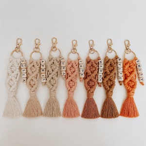 Macrame Keychains | Custom Name Keychain | Macrame Name Keychain | Bridesmaid Gifts | Bridal Shower Favors | Gifts For Her