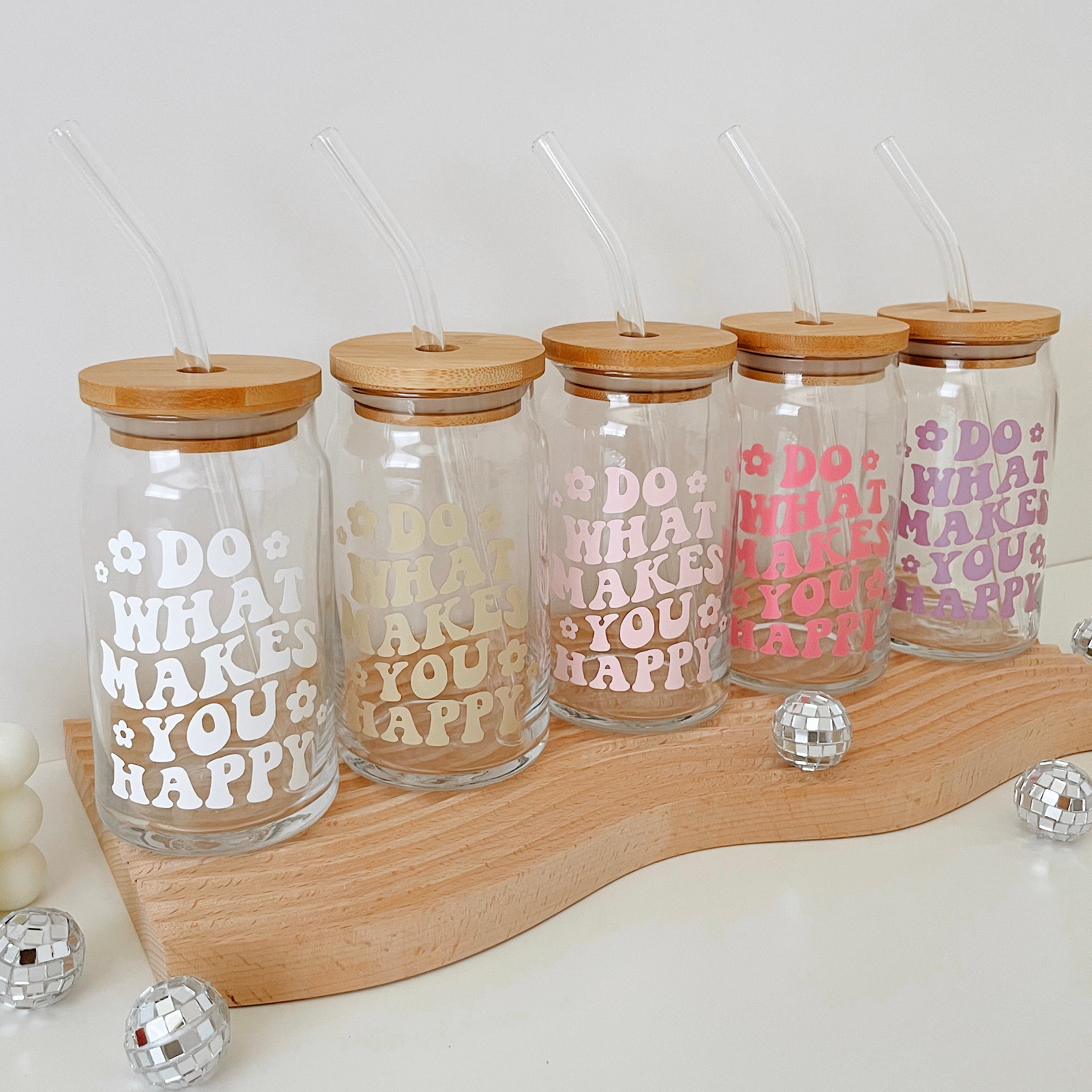 Do What Makes You Happy Iced Coffee Glass – The Pink Edition