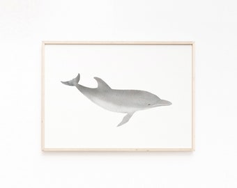 Nursery Wall Art Ocean, Dolphin Watercolor Painting, Nautical Poster, Boy Baby Shower Gift, Printable ocean theme artwork, Sea Animal Design
