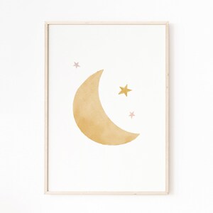 Moon Nursery Decor, Neutral color Print, Moon printable, Baby boy print, Baby Room Decor, Earthy Nursery, Gender neutral print, Kid room art