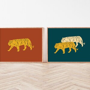 Tiger Wall art set of 2, Vintage Tigers Poster, Safari Animal Wall Decor, Animal Poster Print, Nursery wall art animal, jungle animal poster
