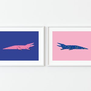 PRINTABLE Exotic Crocodile Wall art, Crocodile illustrated Poster, POP color, Colorful Nursery print, Safari Animal Wall Decor, Animal art