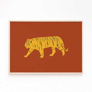 Vintage Tiger printable art, Animal illustration digital download, Boho Safari Animal poster, Wall art prints vintage download, boy boho