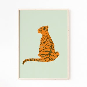 Printable Tiger Nursery wall art, Safari Baby Animal Wall Decor, Tiger Poster Instant Download, Wild Tiger Painting For Kid, Colorful Tiger